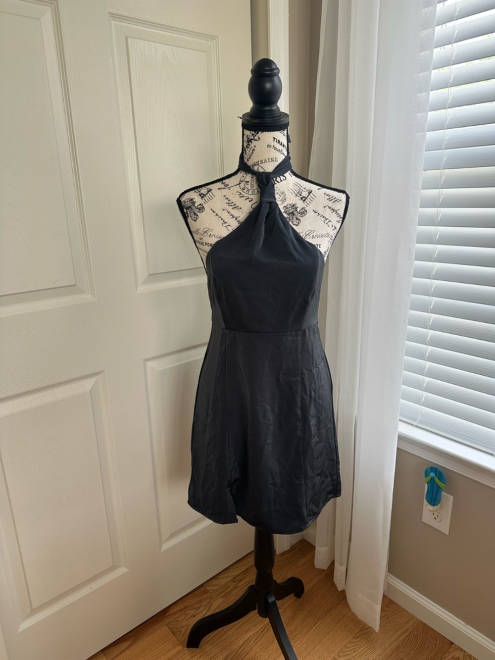 Black Urban Outfitters UO Jillian Satin Halter Mini Dress